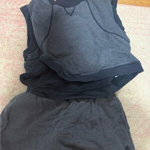 Gray Sleeveless Top and Shorts Set